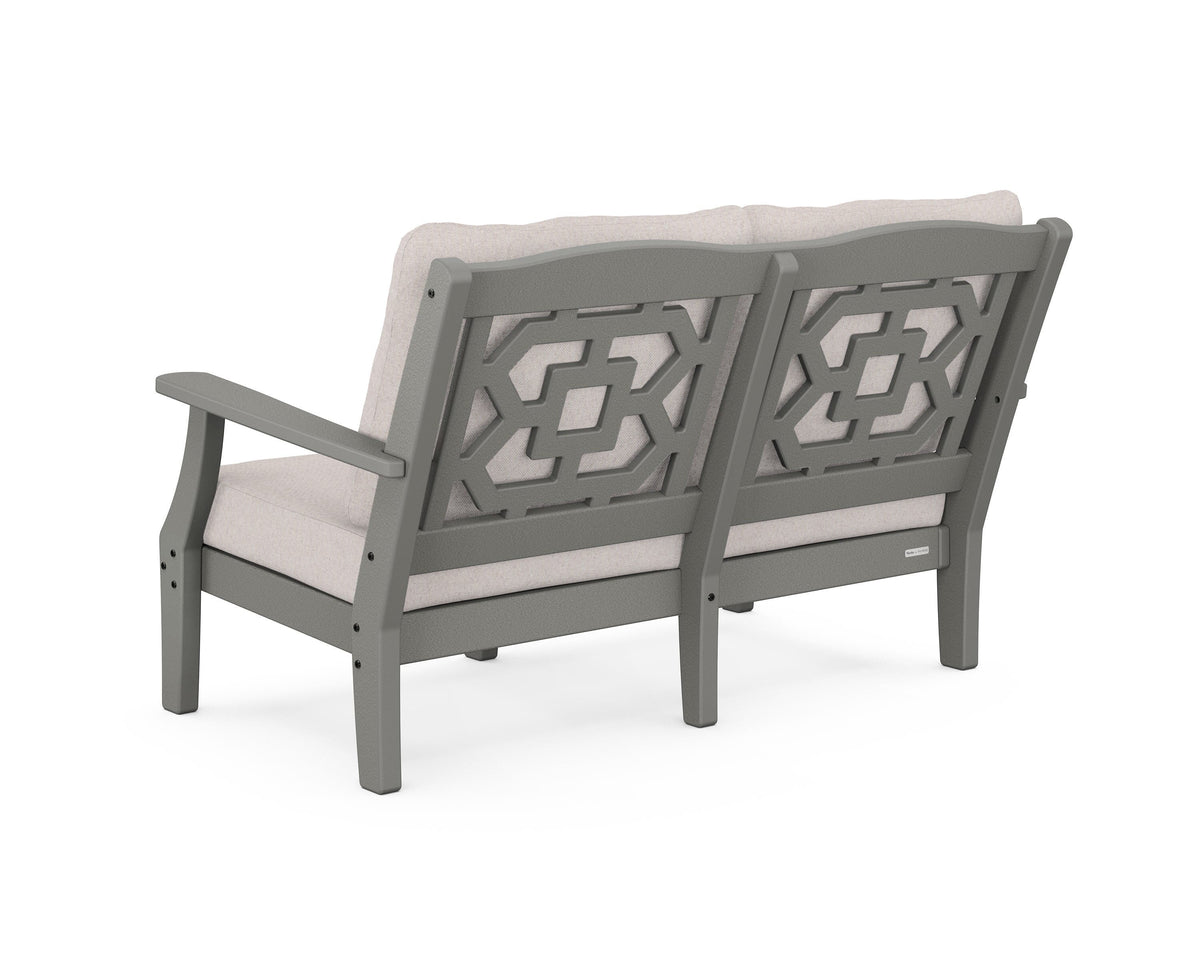 POLYWOOD Chinoiserie Deep Seating Loveseat in Slate Grey