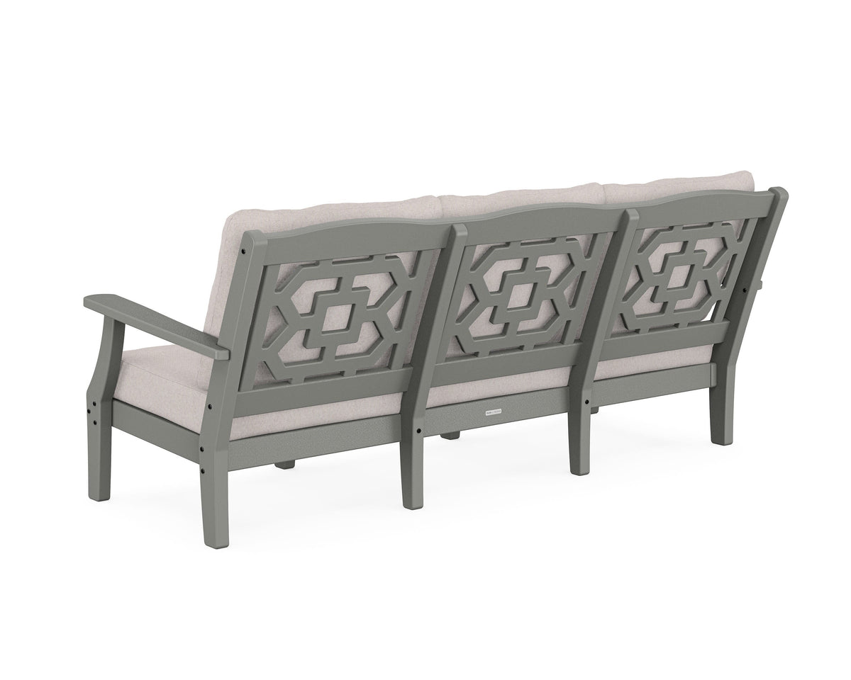 POLYWOOD Chinoiserie Deep Seating Sofa in Slate Grey