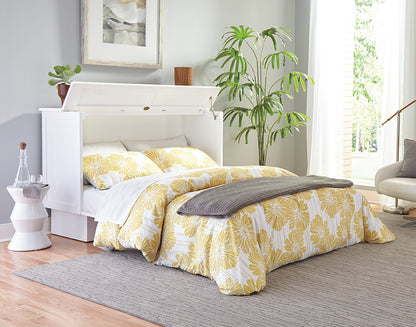 Madrid Murphy Bed in Brushed White open as a queen bed
