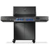 Black gas grill with digital display on a white background