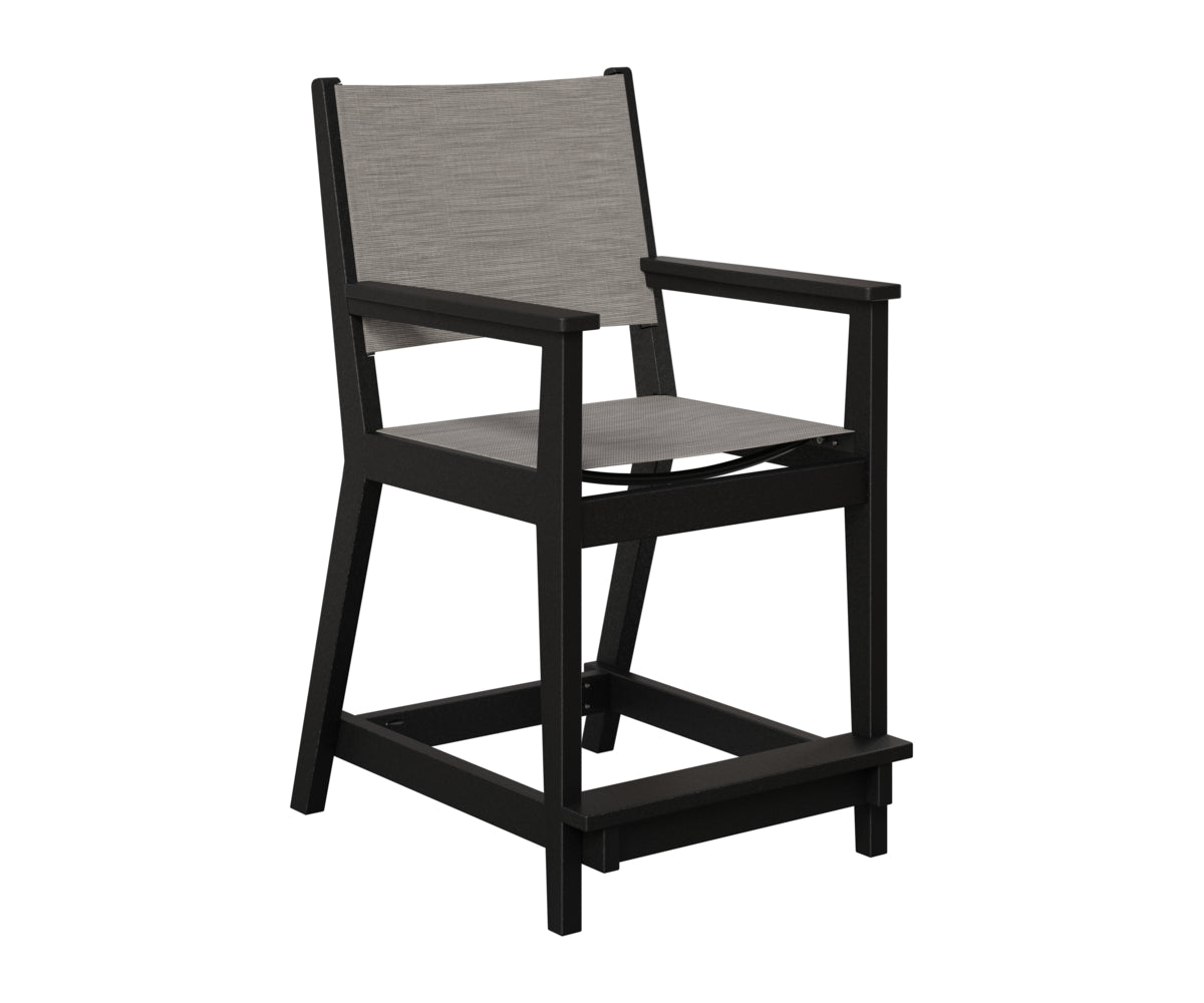 Berlin Gardens Mayhew Sling Counter Arm Chair in Black