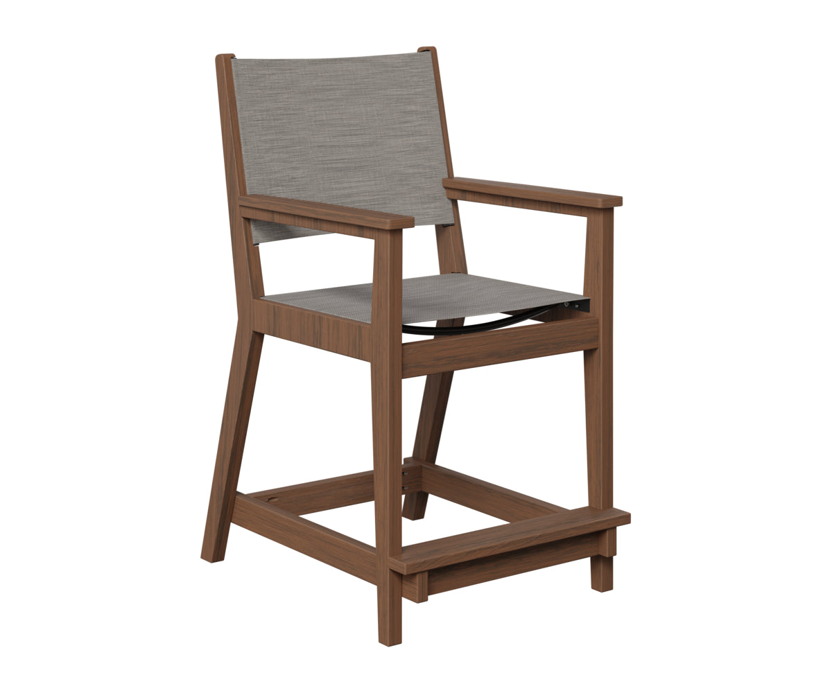 Berlin Gardens Mayhew Sling Counter Arm Chair in Brazilian Walnut