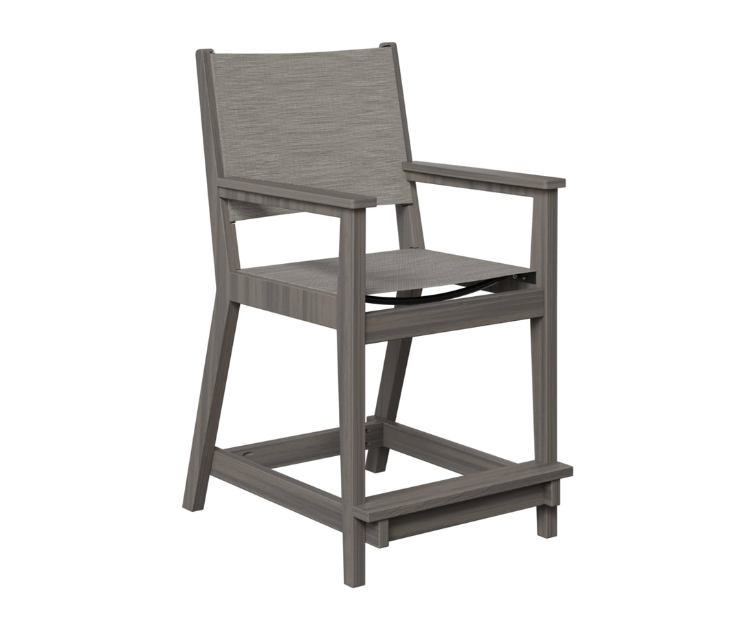 Berlin Gardens Mayhew Sling Counter Arm Chair in Coastal Gray