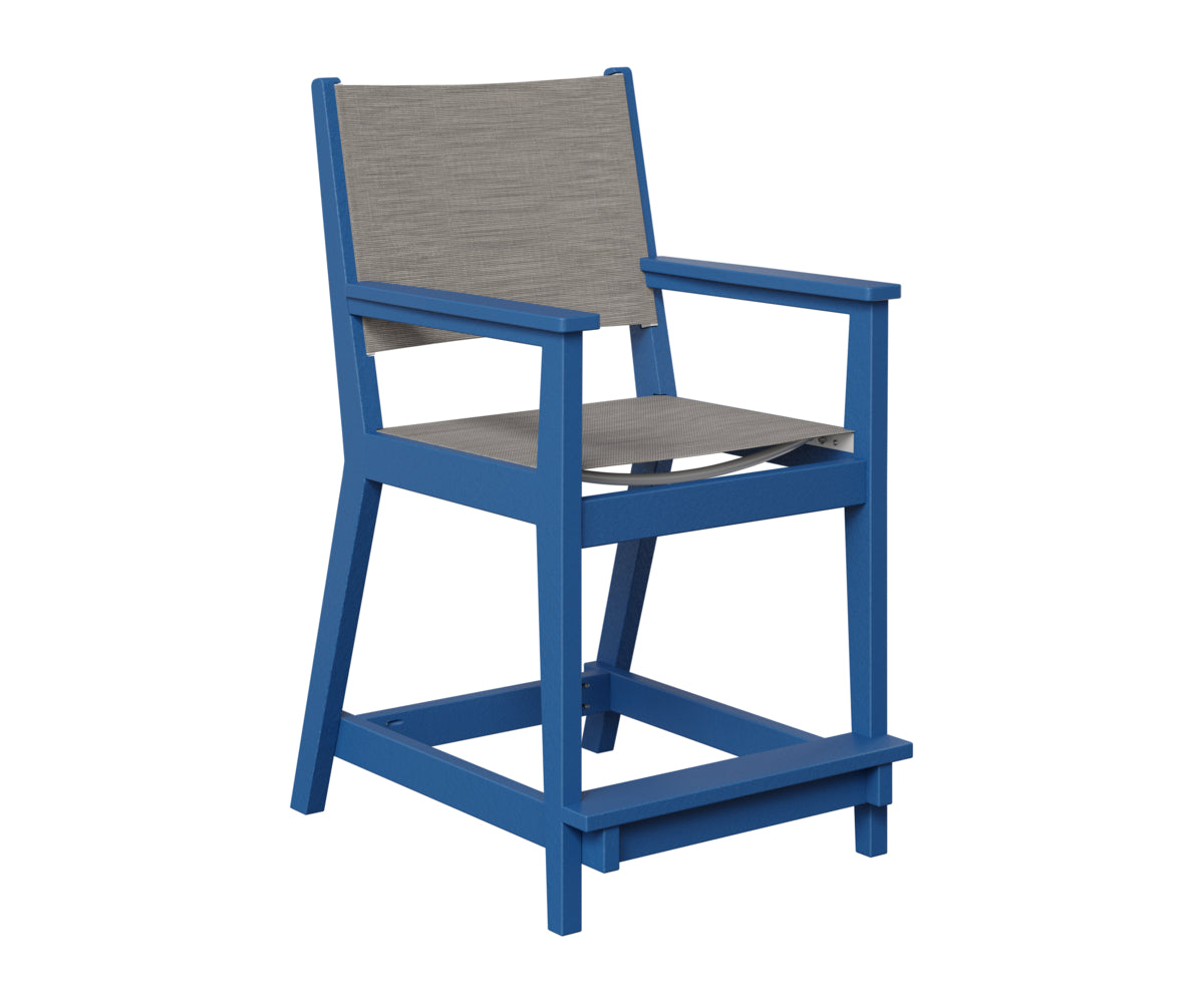 Berlin Gardens Mayhew Sling Counter Arm Chair in Pacific Blue