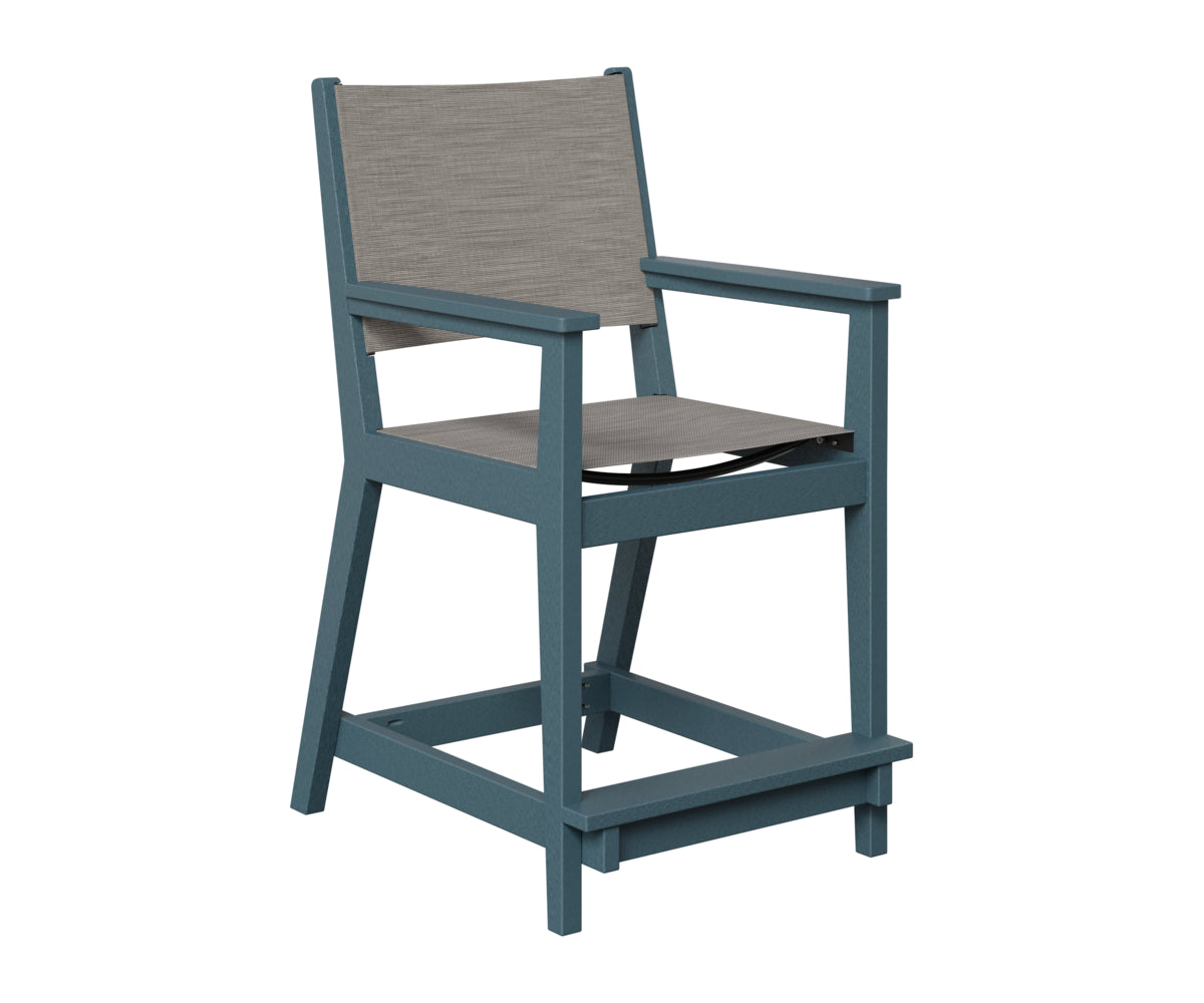 Berlin Gardens Mayhew Sling Counter Arm Chair in Slate