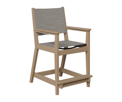 Berlin Gardens Mayhew Sling Counter Arm Chair in Weatherwood