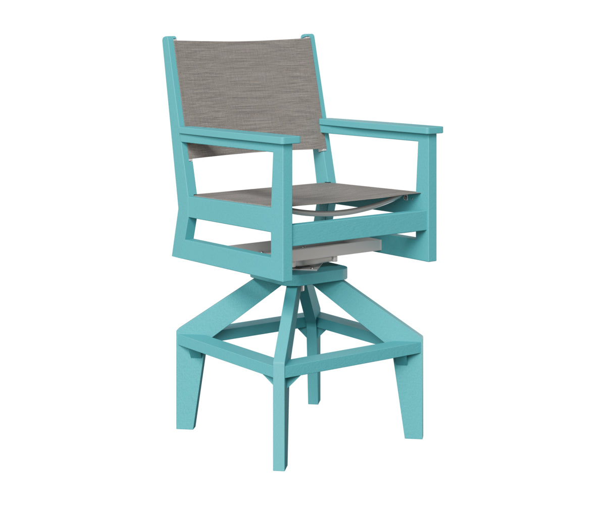 Berlin Gardens Mayhew Sling Swivel Bar Chair in Aruba Blue