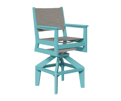 Berlin Gardens Mayhew Sling Swivel Bar Chair in Aruba Blue