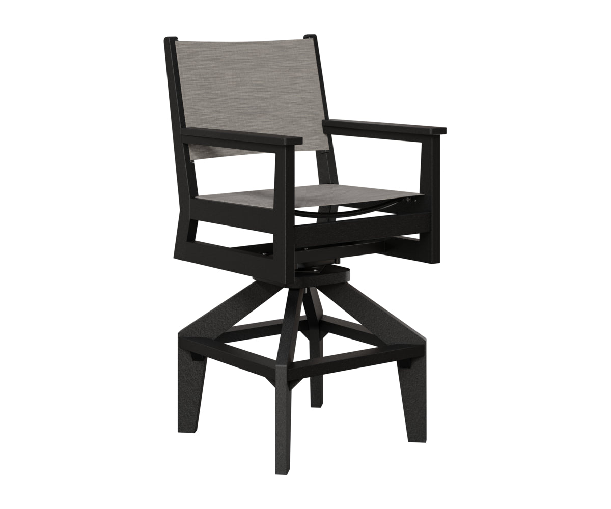 Berlin Gardens Mayhew Sling Swivel Bar Chair in Black