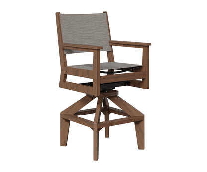 Berlin Gardens Mayhew Sling Swivel Bar Chair in Brazilian Walnut