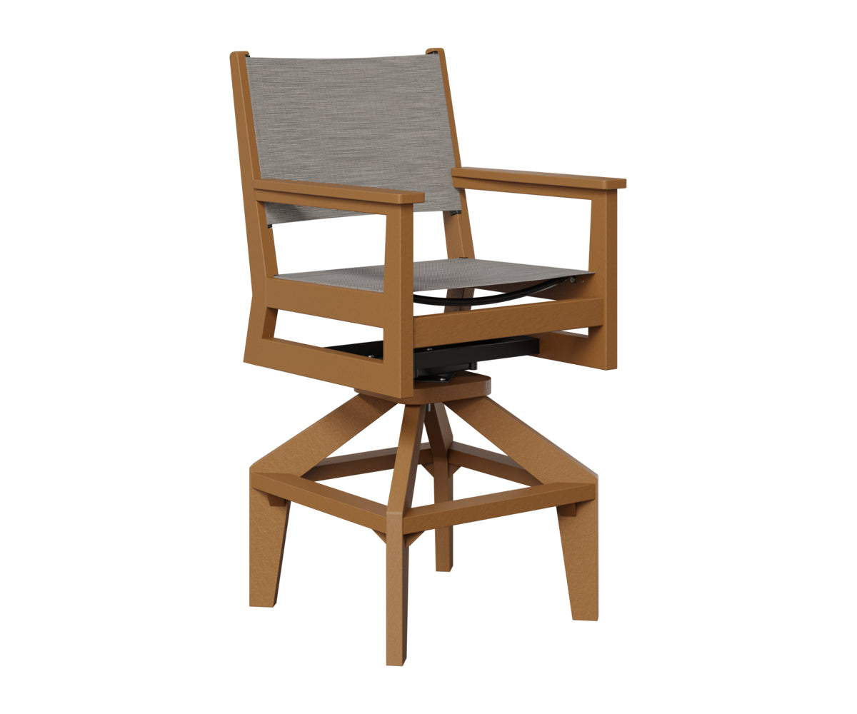 Berlin Gardens Mayhew Sling Swivel Bar Chair in Cedar
