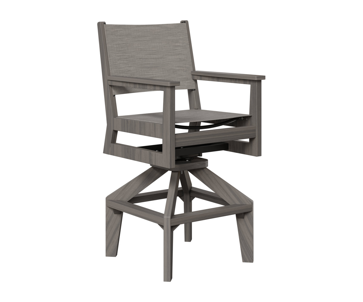 Berlin Gardens Mayhew Sling Swivel Bar Chair in Coastal Gray
