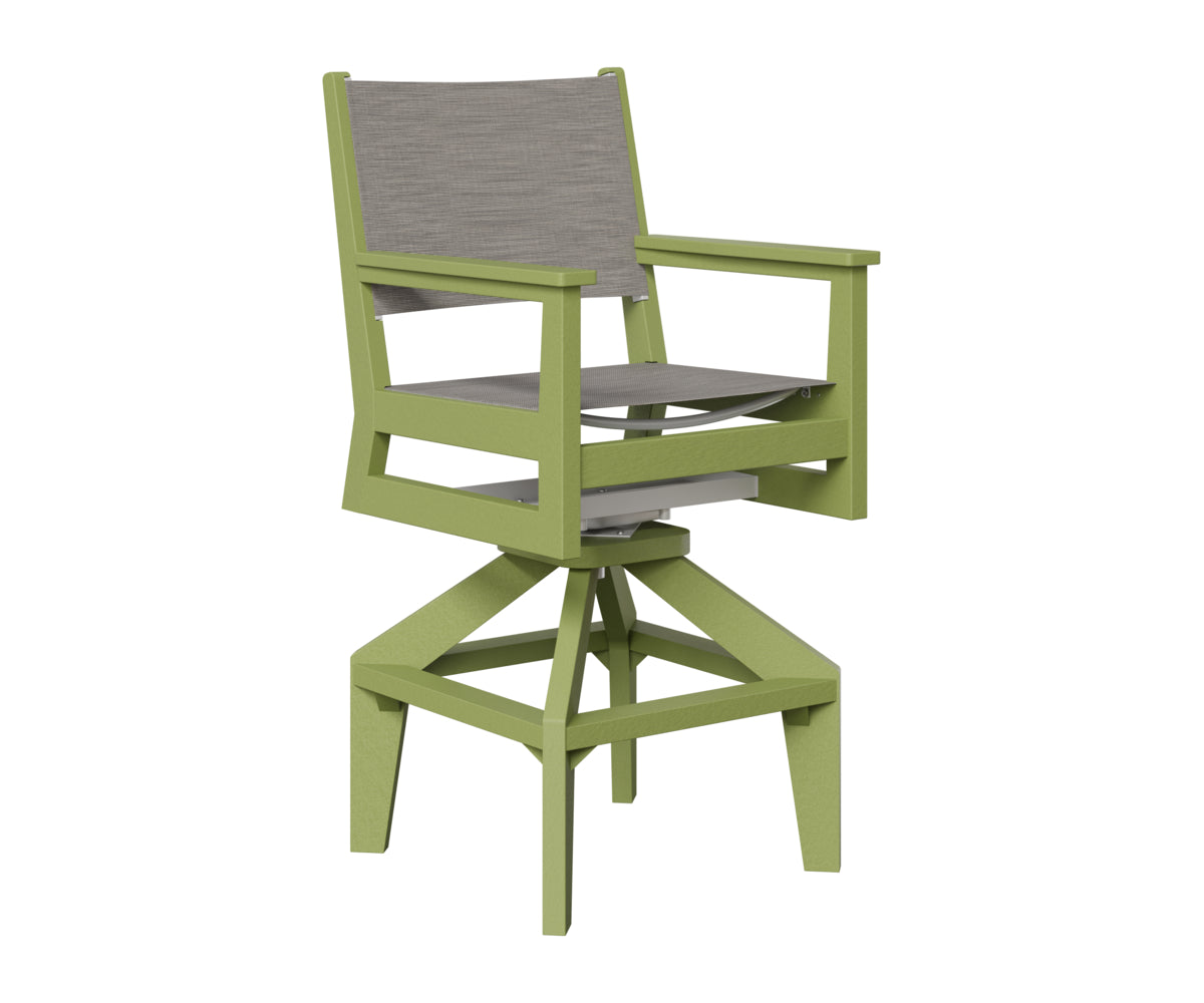 Berlin Gardens Mayhew Sling Swivel Bar Chair in Kiwi Green
