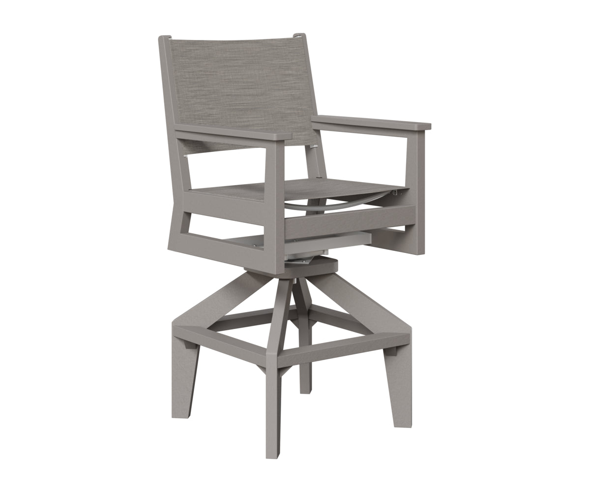 Berlin Gardens Mayhew Sling Swivel Bar Chair in Light Gray