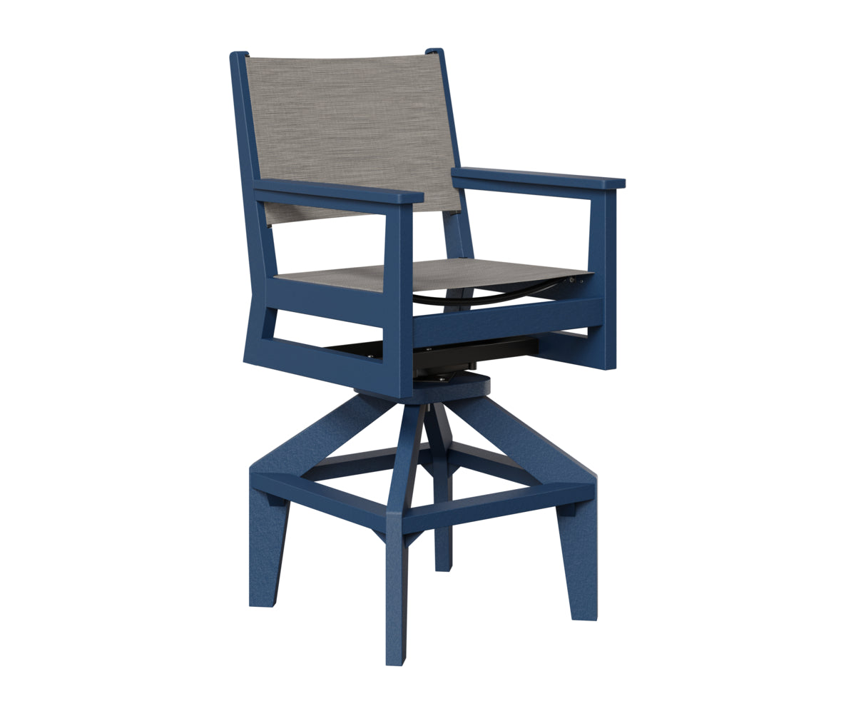 Berlin Gardens Mayhew Sling Swivel Bar Chair in Navy Blue