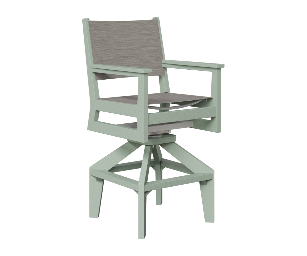 Berlin Gardens Mayhew Sling Swivel Bar Chair in Sea Foam