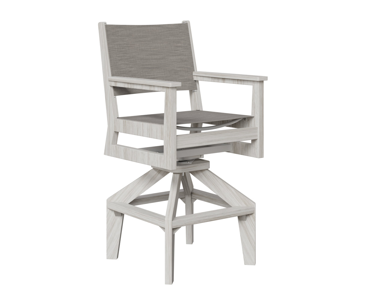 Berlin Gardens Mayhew Sling Swivel Bar Chair in Seashell