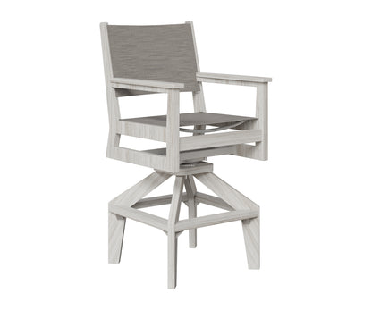 Berlin Gardens Mayhew Sling Swivel Bar Chair in Seashell