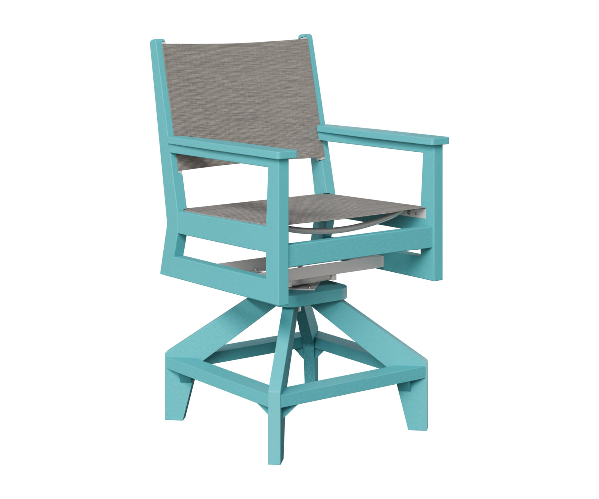 Berlin Gardens Mayhew Sling Swivel Counter Chair in Aruba Blue