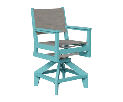 Berlin Gardens Mayhew Sling Swivel Counter Chair in Aruba Blue