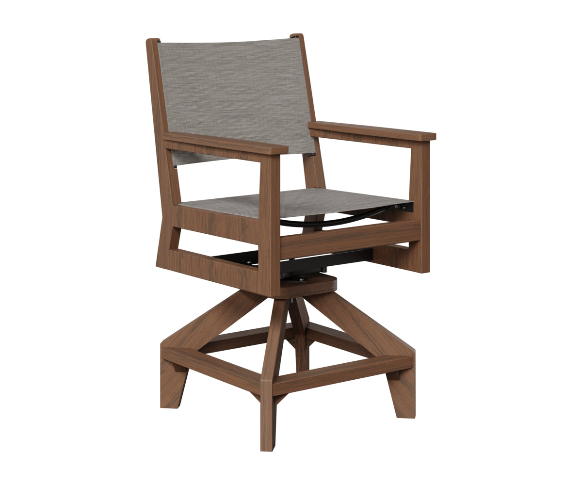 Berlin Gardens Mayhew Sling Swivel Counter Chair in Brazilian Walnut