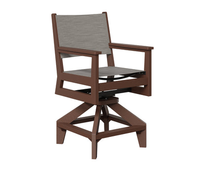 Berlin Gardens Mayhew Sling Swivel Counter Chair in Chocolate Brown