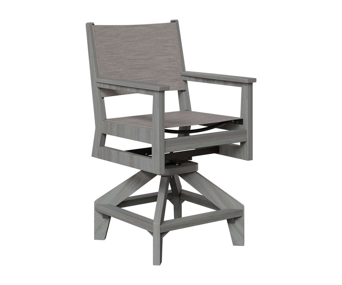 Berlin Gardens Mayhew Sling Swivel Counter Chair in Driftwood Gray