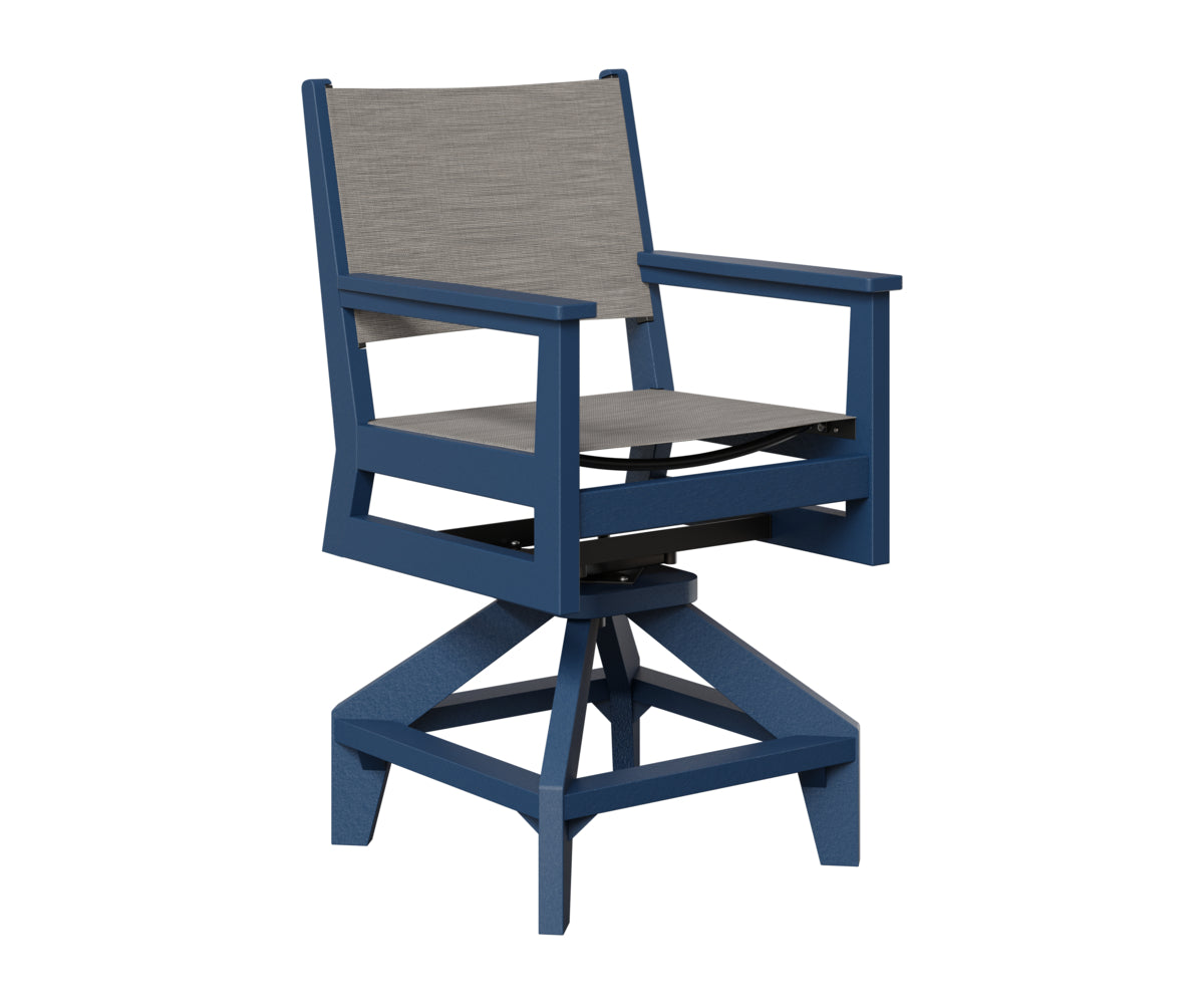 Berlin Gardens Mayhew Sling Swivel Counter Chair in Navy Blue