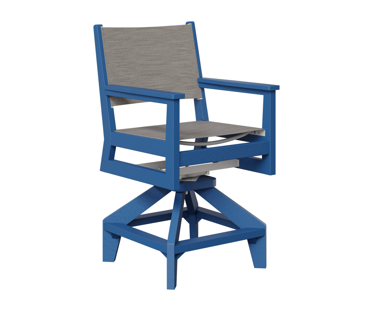 Berlin Gardens Mayhew Sling Swivel Counter Chair in Pacific Blue