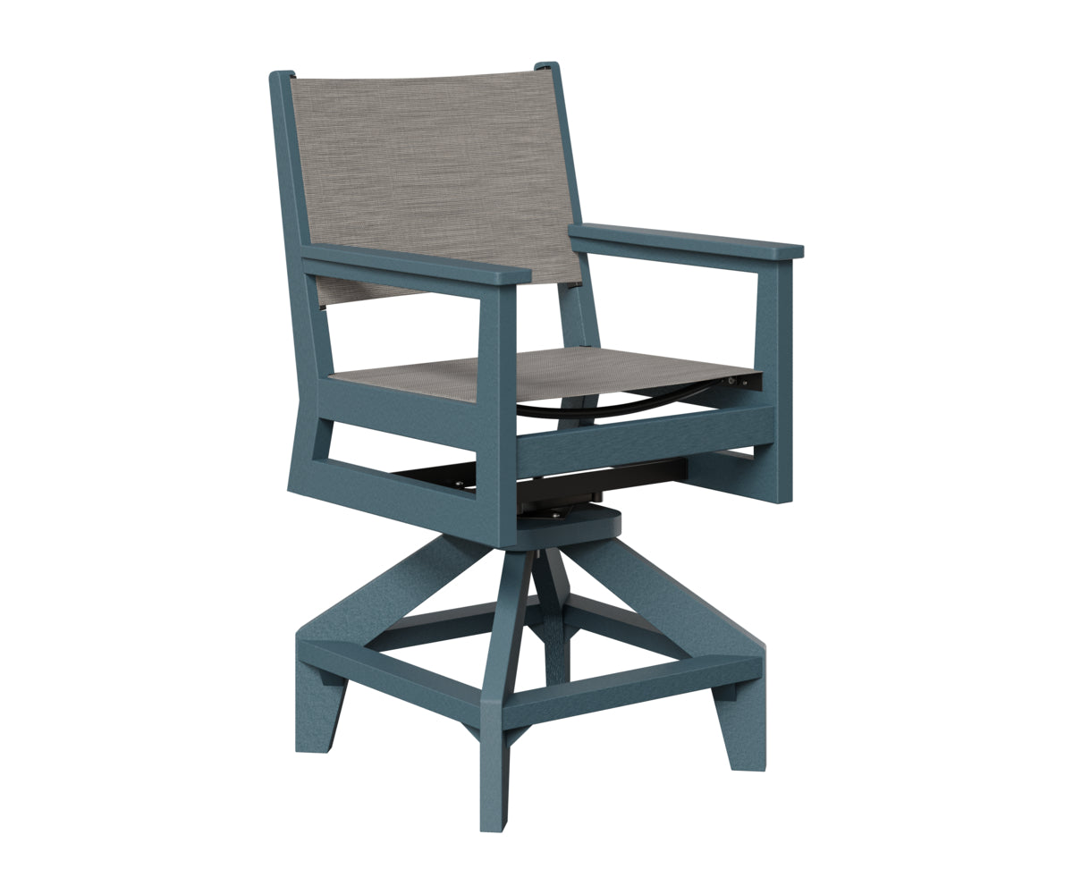 Berlin Gardens Mayhew Sling Swivel Counter Chair in Slate