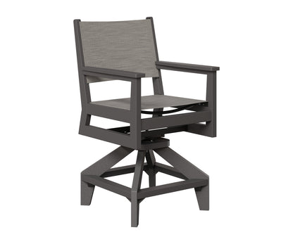 Berlin Gardens Mayhew Sling Swivel Counter Chair in Smoke Gray