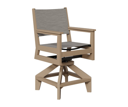 Berlin Gardens Mayhew Sling Swivel Counter Chair in Weatherwood