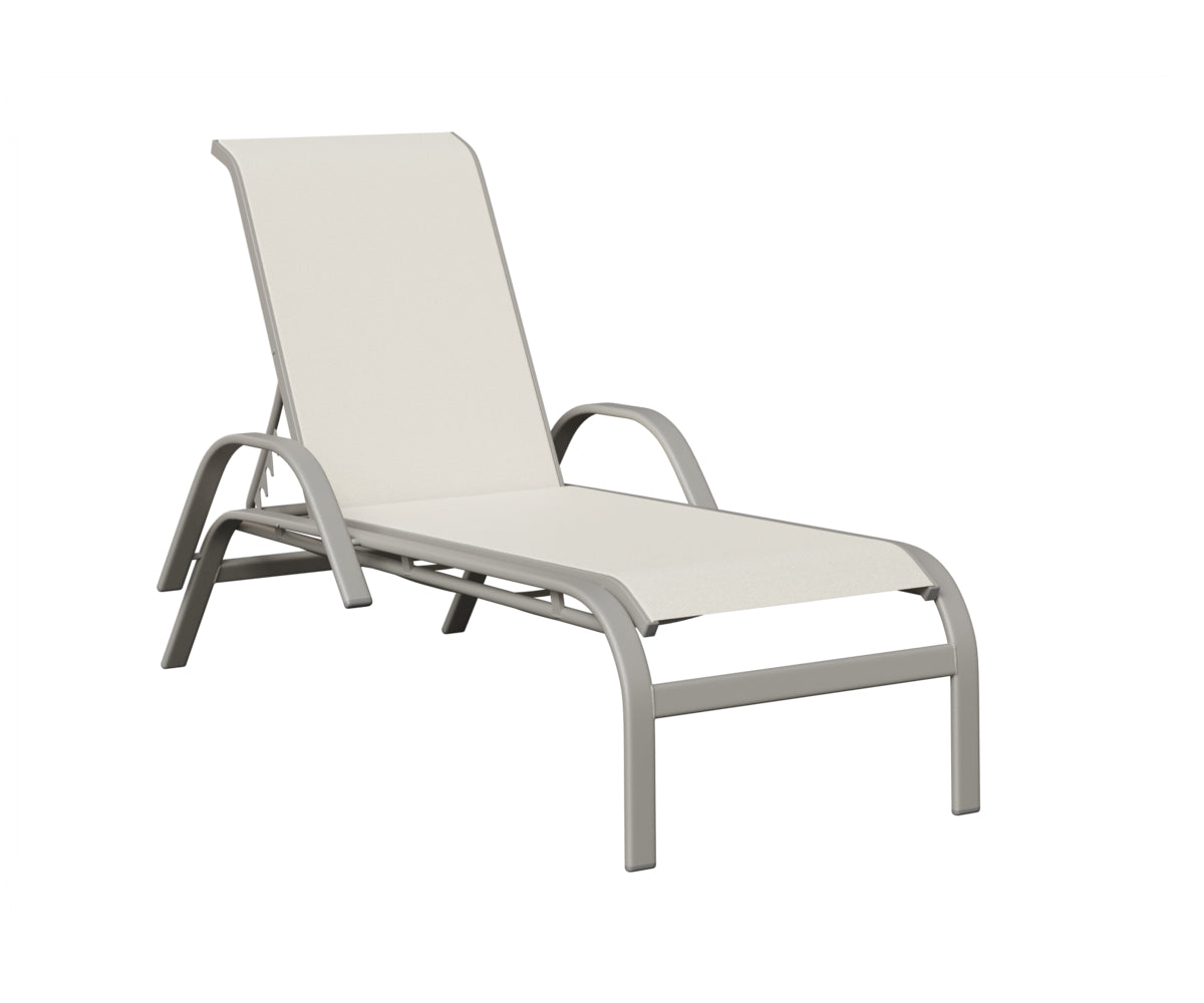 Berlin Gardens Murphy Sling Chaise Lounge with Arms in Platinum Silver