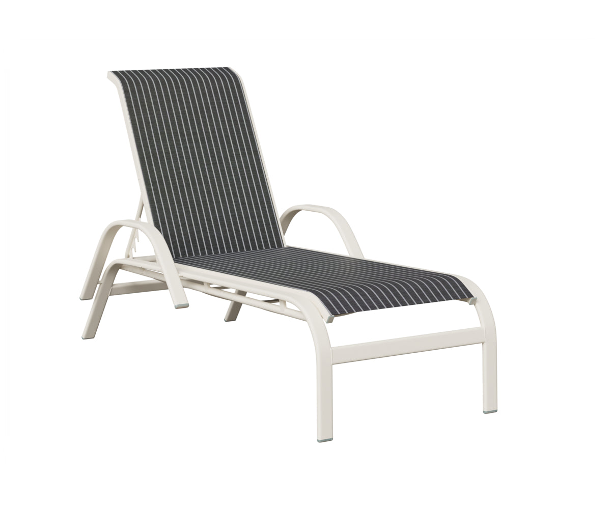 Berlin Gardens Murphy Sling Chaise Lounge with Arms in White