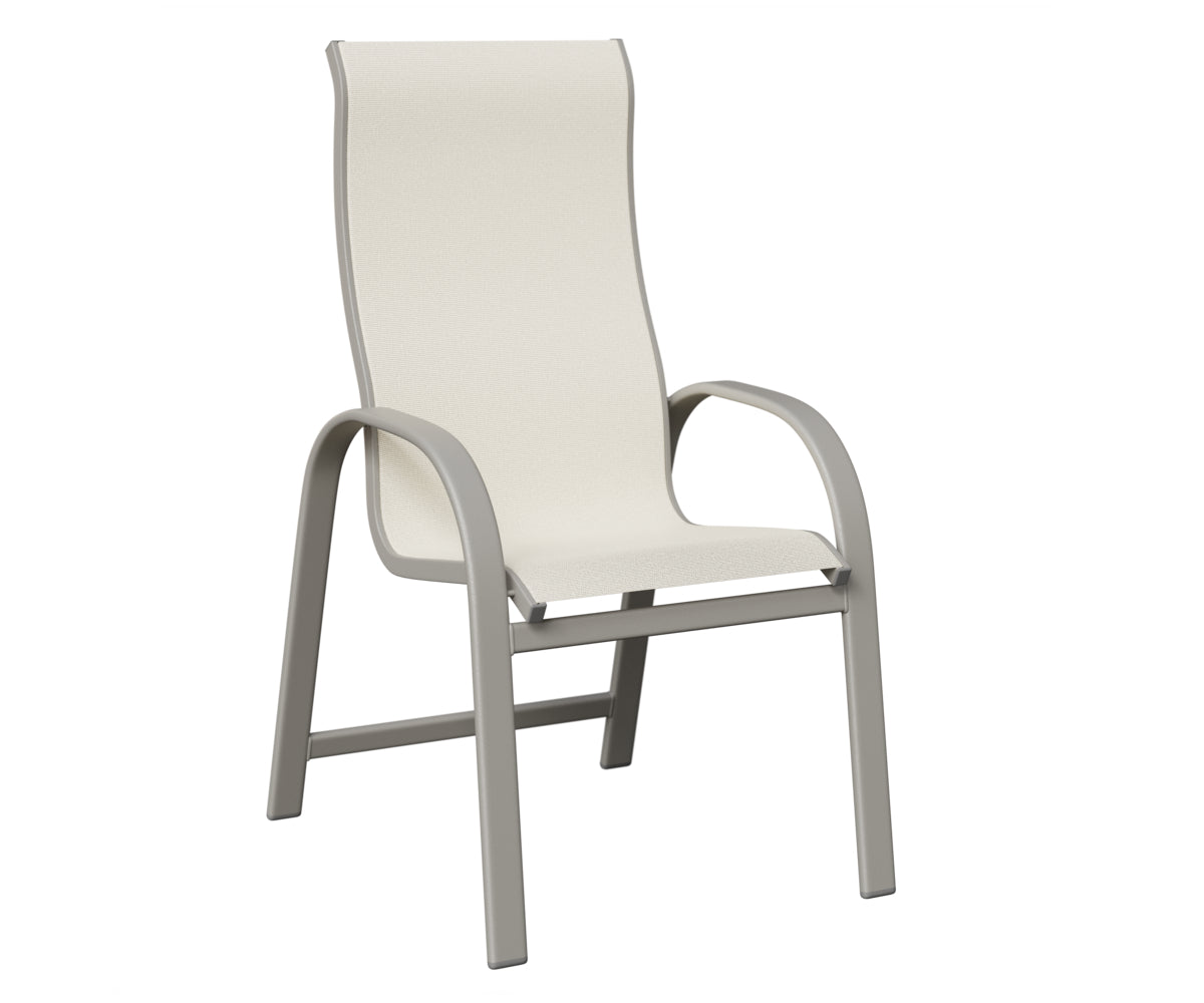 Berlin Gardens Murphy High-Back Sling Dining Chair in Platinum Silver