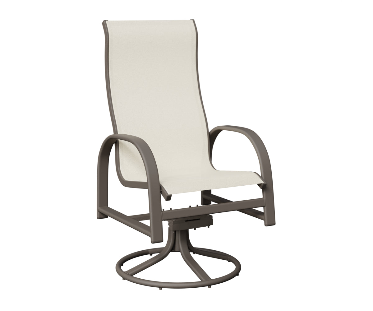 Berlin Gardens Murphy High-Back Sling Swivel Rocker Dining Chair in Graphite