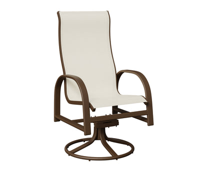 Berlin Gardens Murphy High-Back Sling Swivel Rocker Dining Chair in Mesquite Wood Vein