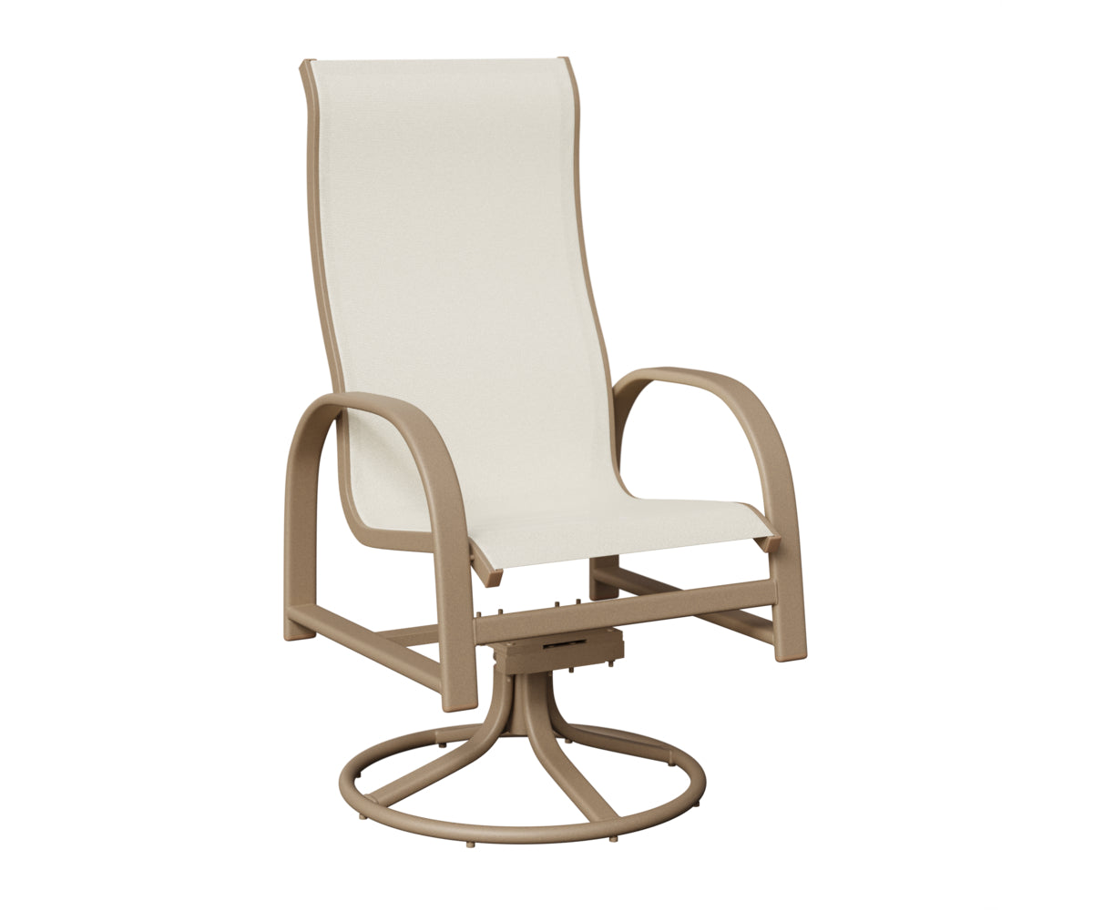 Berlin Gardens Murphy High-Back Sling Swivel Rocker Dining Chair in Oak Wood Vein