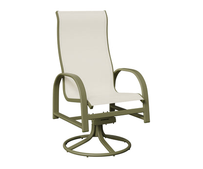 Berlin Gardens Murphy High-Back Sling Swivel Rocker Dining Chair in Green Sage