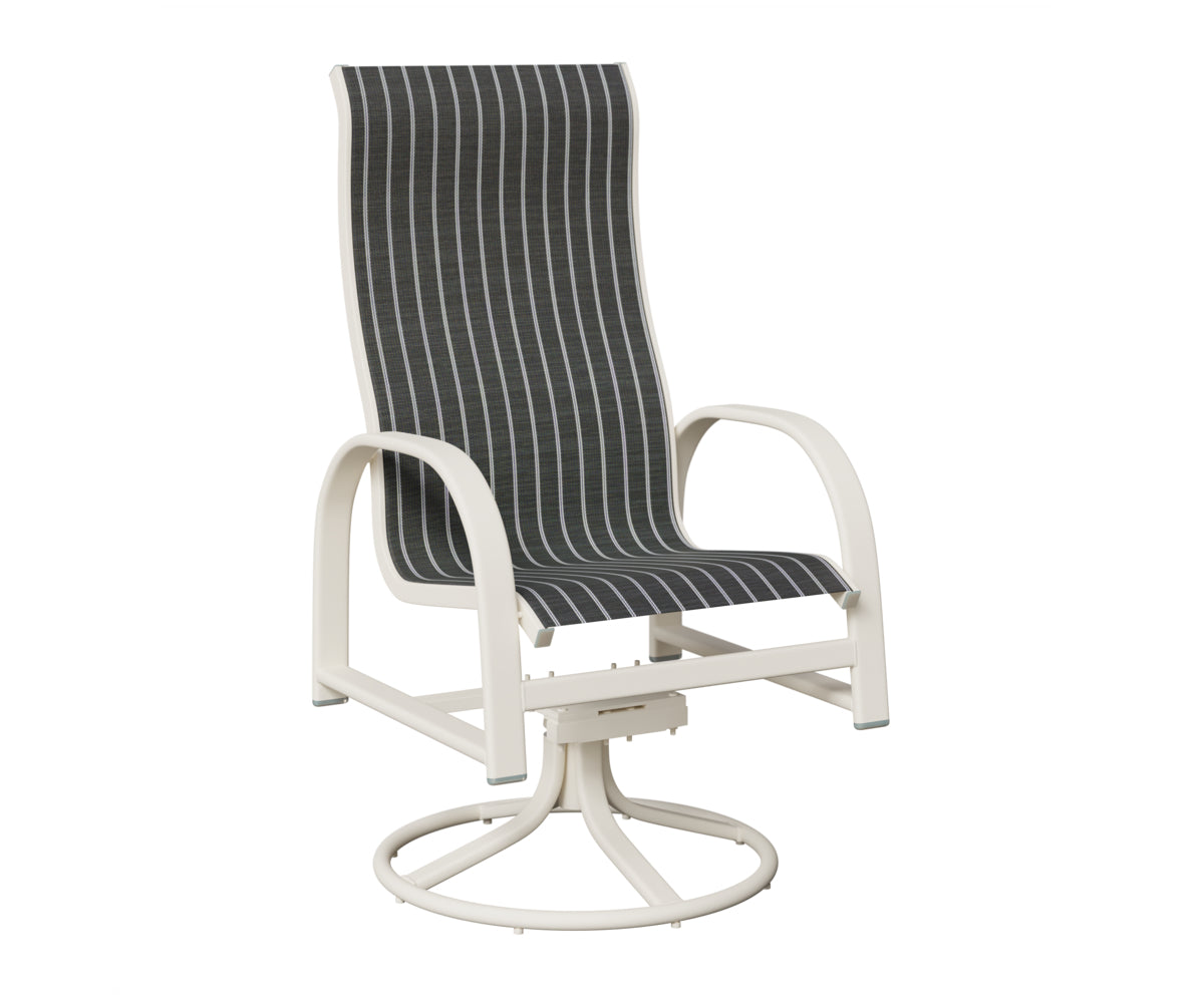 Berlin Gardens Murphy High-Back Sling Swivel Rocker Dining Chair in White