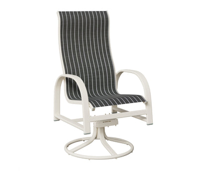 Berlin Gardens Murphy High-Back Sling Swivel Rocker Dining Chair in White