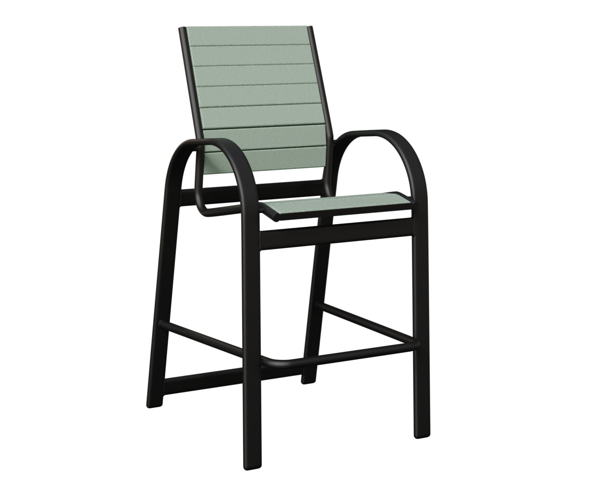 Berlin Gardens Murphy Poly Bar Chair in Black, Sea Foam slats