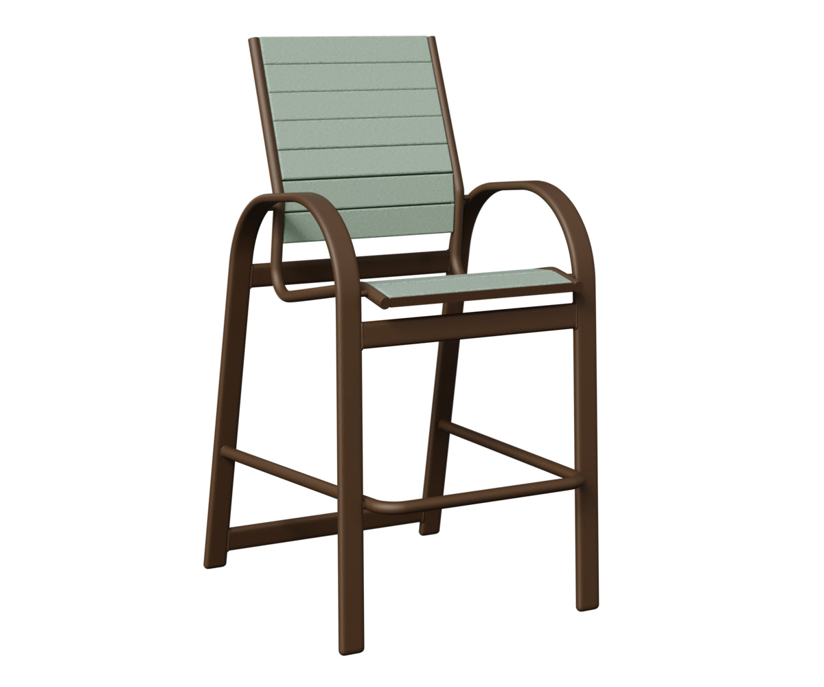 Berlin Gardens Murphy Poly Bar Chair in Mesquite Wood Vein, Sea Foam slats