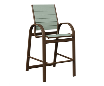 Berlin Gardens Murphy Poly Bar Chair in Mesquite Wood Vein, Sea Foam slats