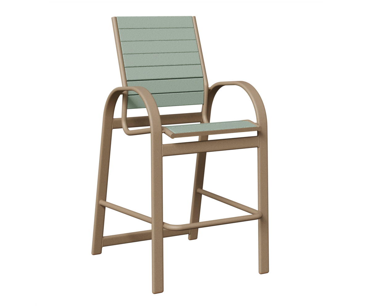 Berlin Gardens Murphy Poly Bar Chair in Oak Wood Vein, Sea Foam slats