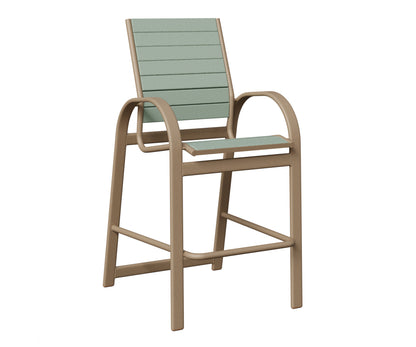 Berlin Gardens Murphy Poly Bar Chair in Oak Wood Vein, Sea Foam slats