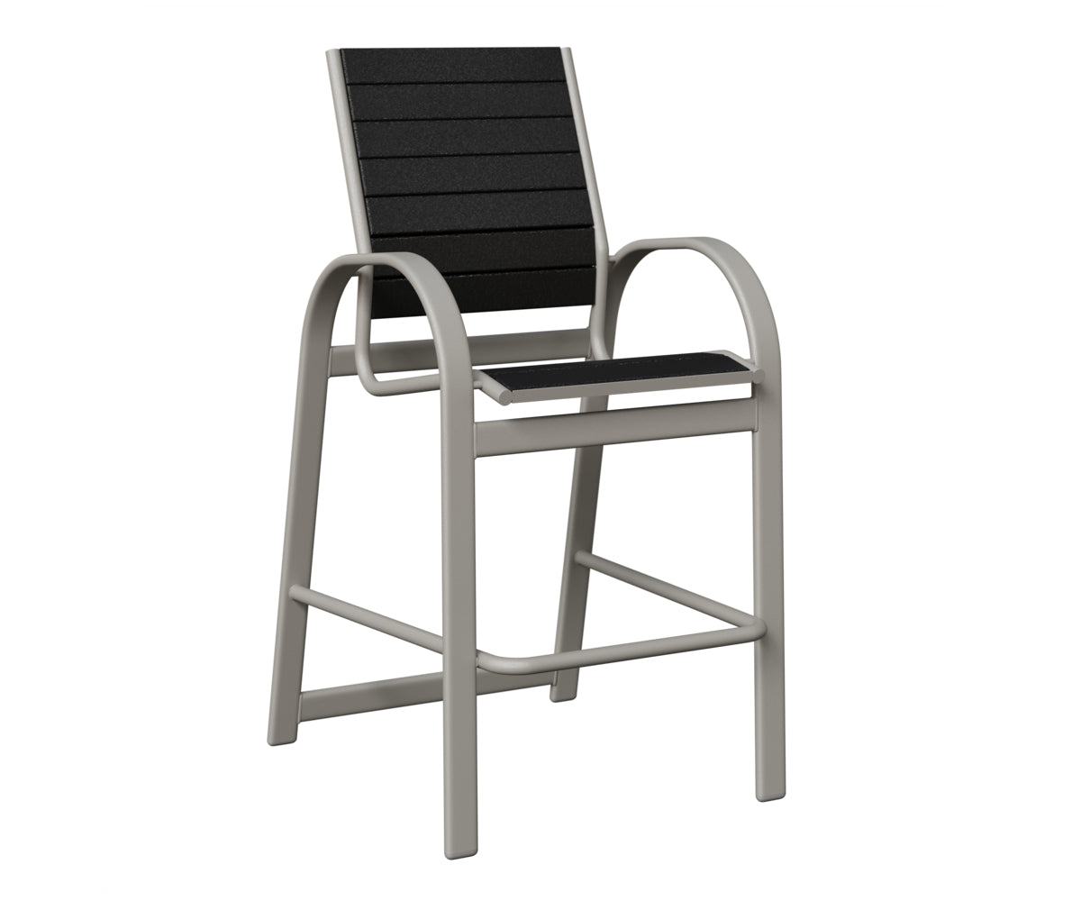 Berlin Gardens Murphy Poly Bar Chair in Platinum Silver, Black slats