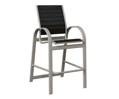 Berlin Gardens Murphy Poly Bar Chair in Platinum Silver, Black slats