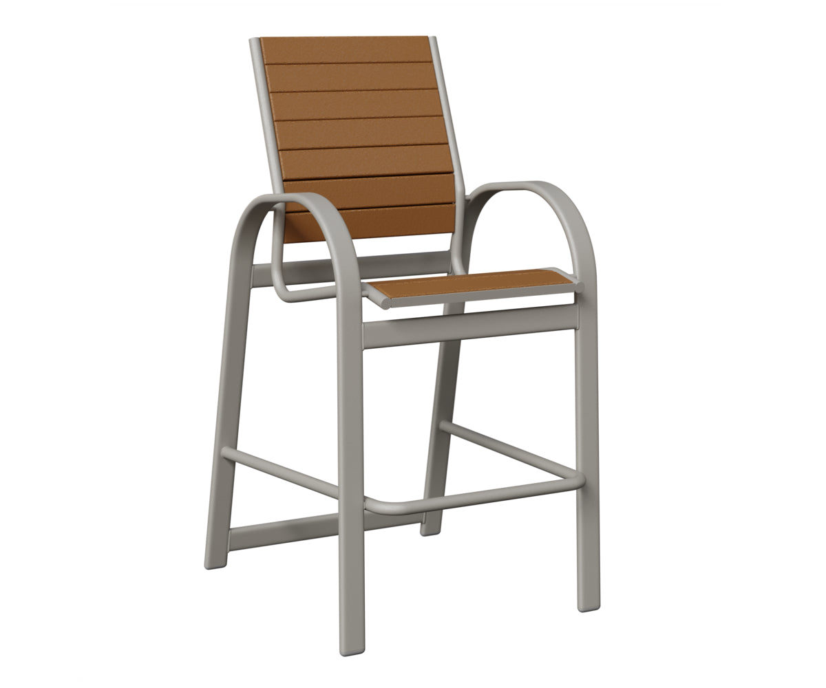 Berlin Gardens Murphy Poly Bar Chair in Platinum Silver, Cedar slats