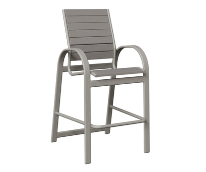 Berlin Gardens Murphy Poly Bar Chair in Platinum Silver, Light Gray slats